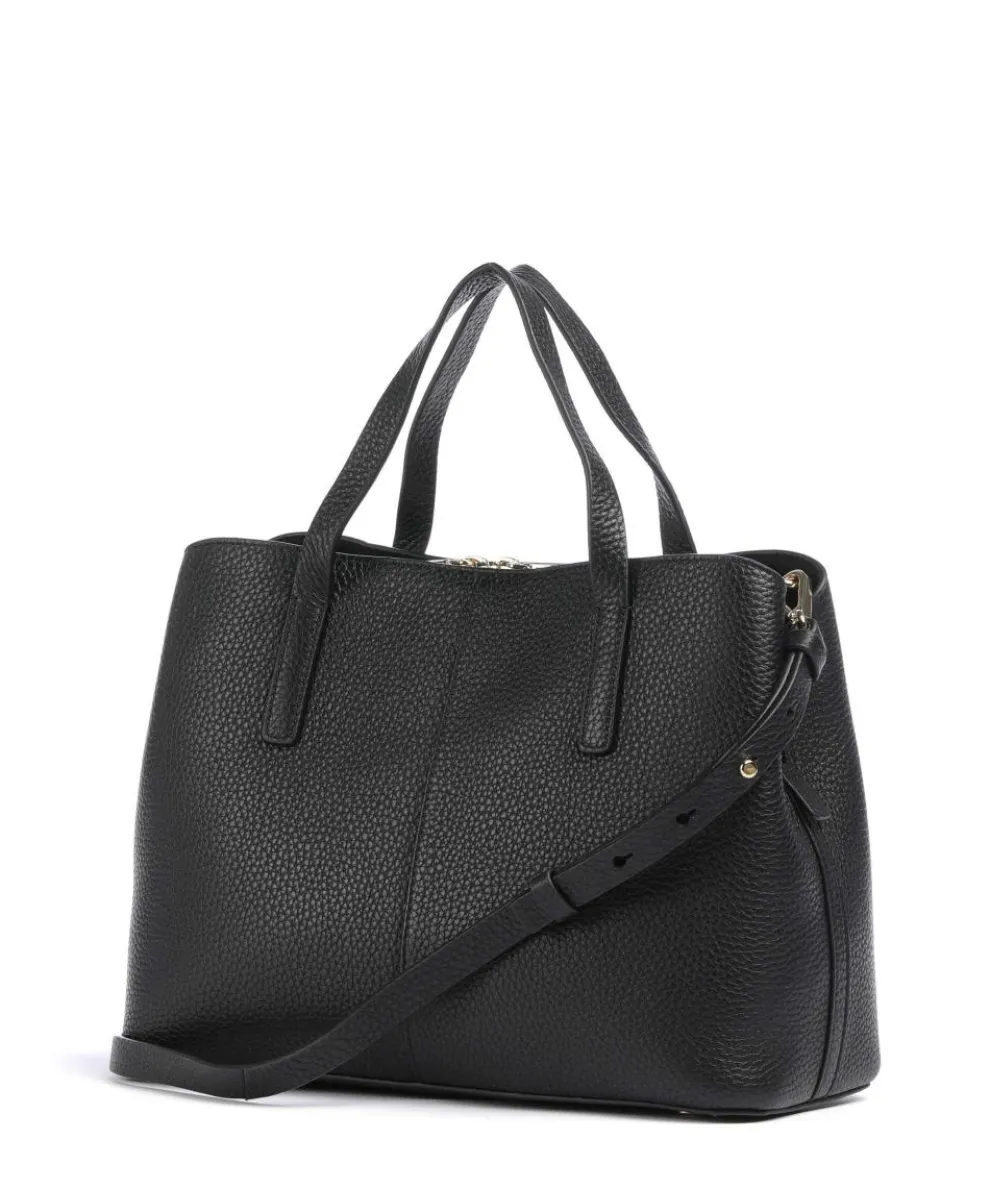Dukes Place Handtasche genarbtes Leder schwarz