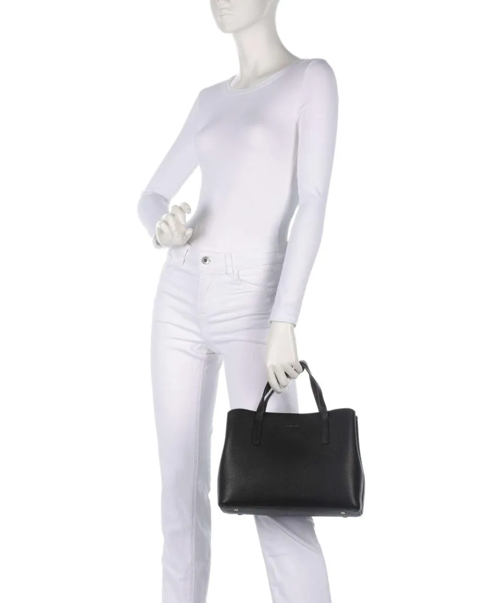 Dukes Place Handtasche genarbtes Leder schwarz