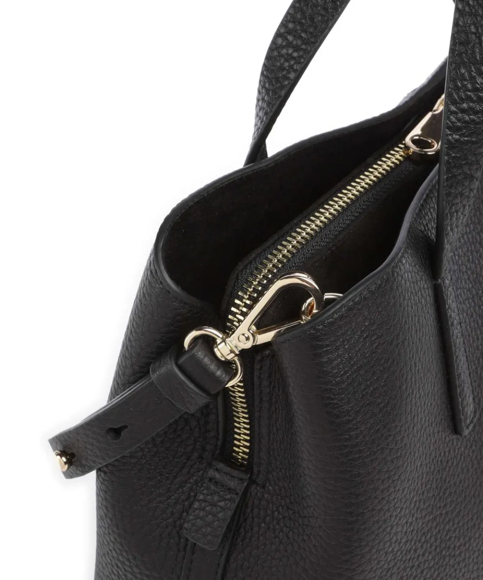 Dukes Place Handtasche genarbtes Leder schwarz