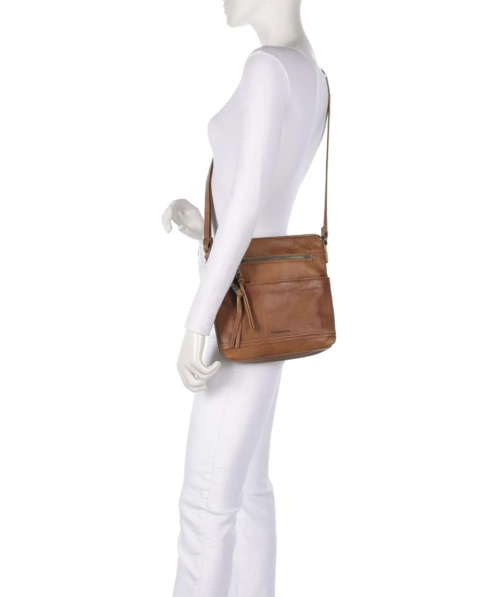 My old Friend Umhängetasche genarbtes Leder karamellbraun