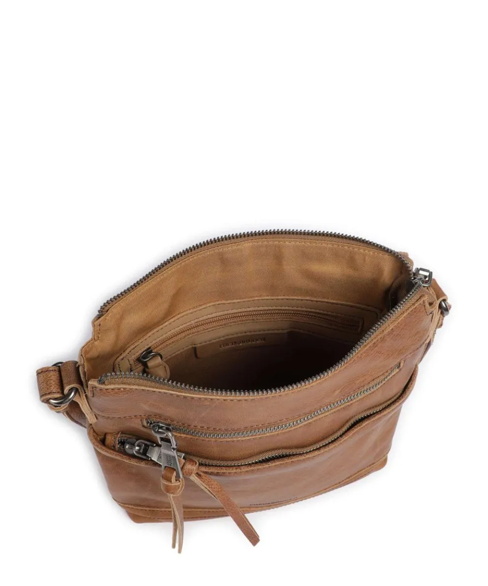 My old Friend Umhängetasche genarbtes Leder karamellbraun