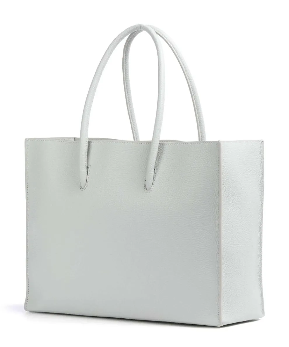 Myrtha Maxi Logo Shopper genarbtes Leder hellblau