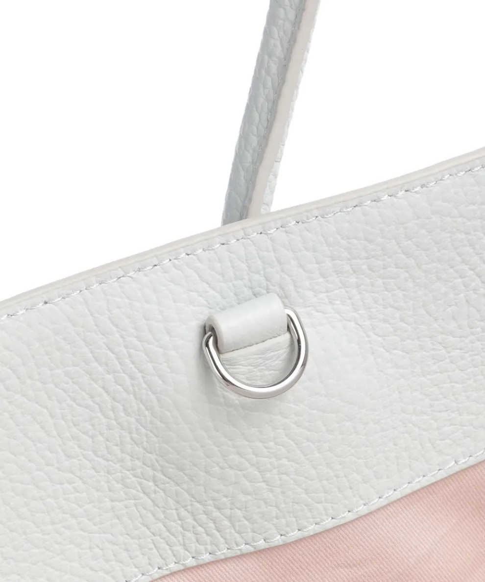 Myrtha Maxi Logo Shopper genarbtes Leder hellblau