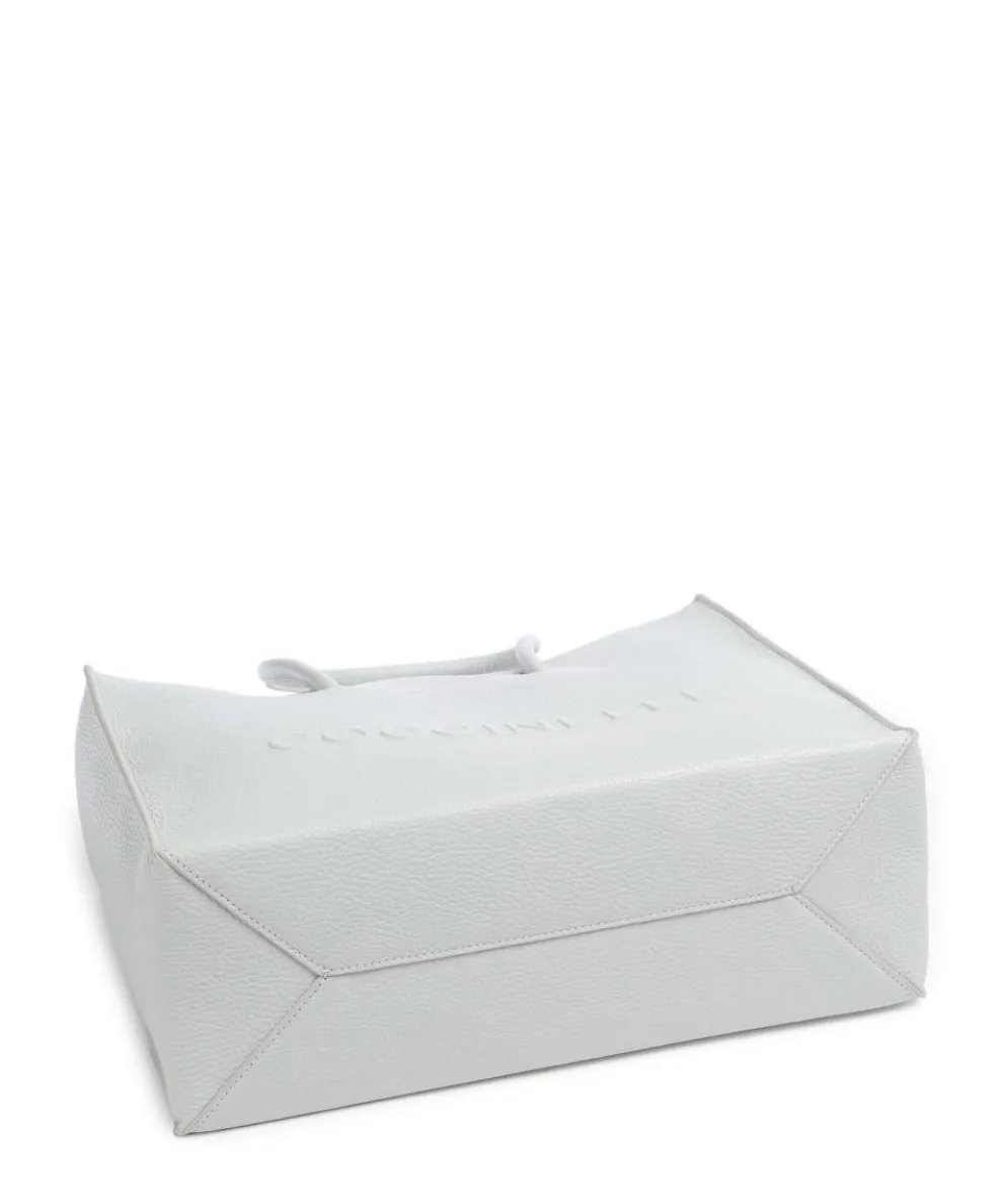 Myrtha Maxi Logo Shopper genarbtes Leder hellblau