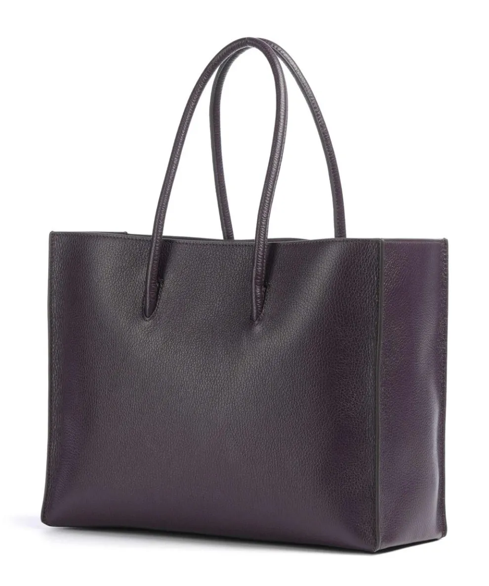 Myrtha Maxi Logo Shopper genarbtes Leder pflaume