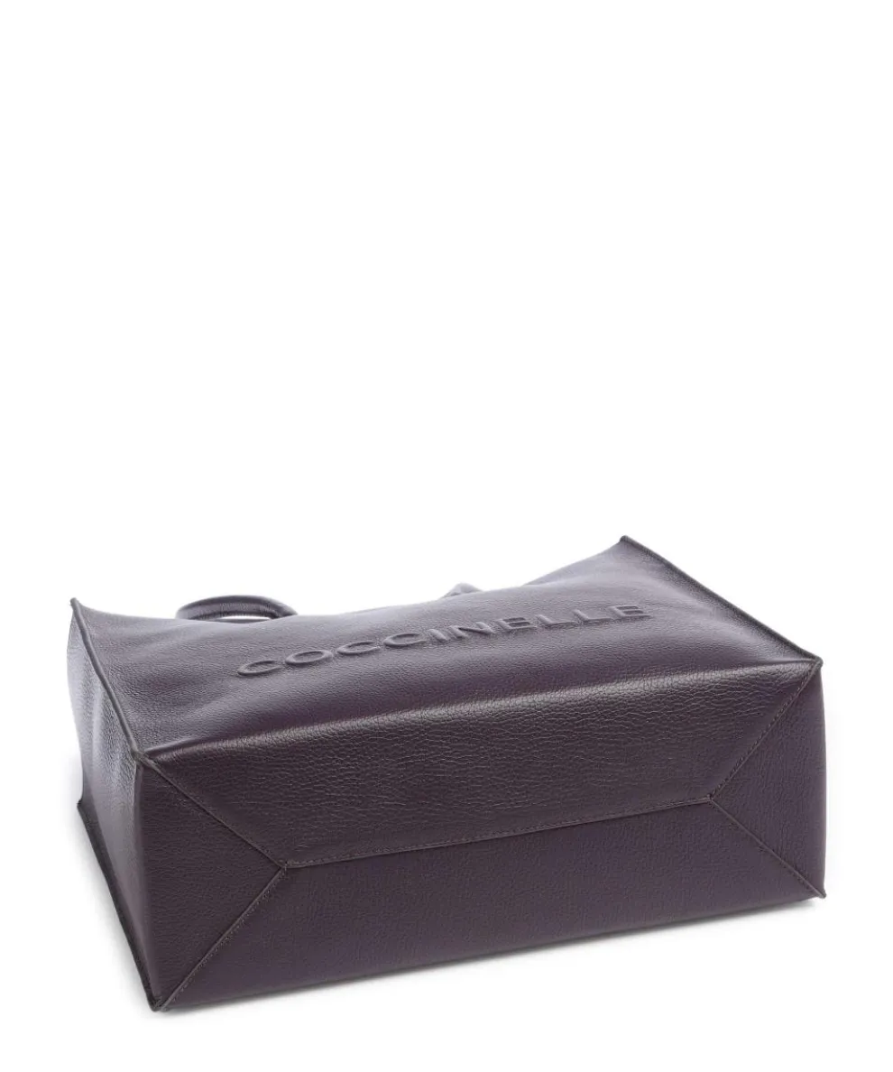 Myrtha Maxi Logo Shopper genarbtes Leder pflaume