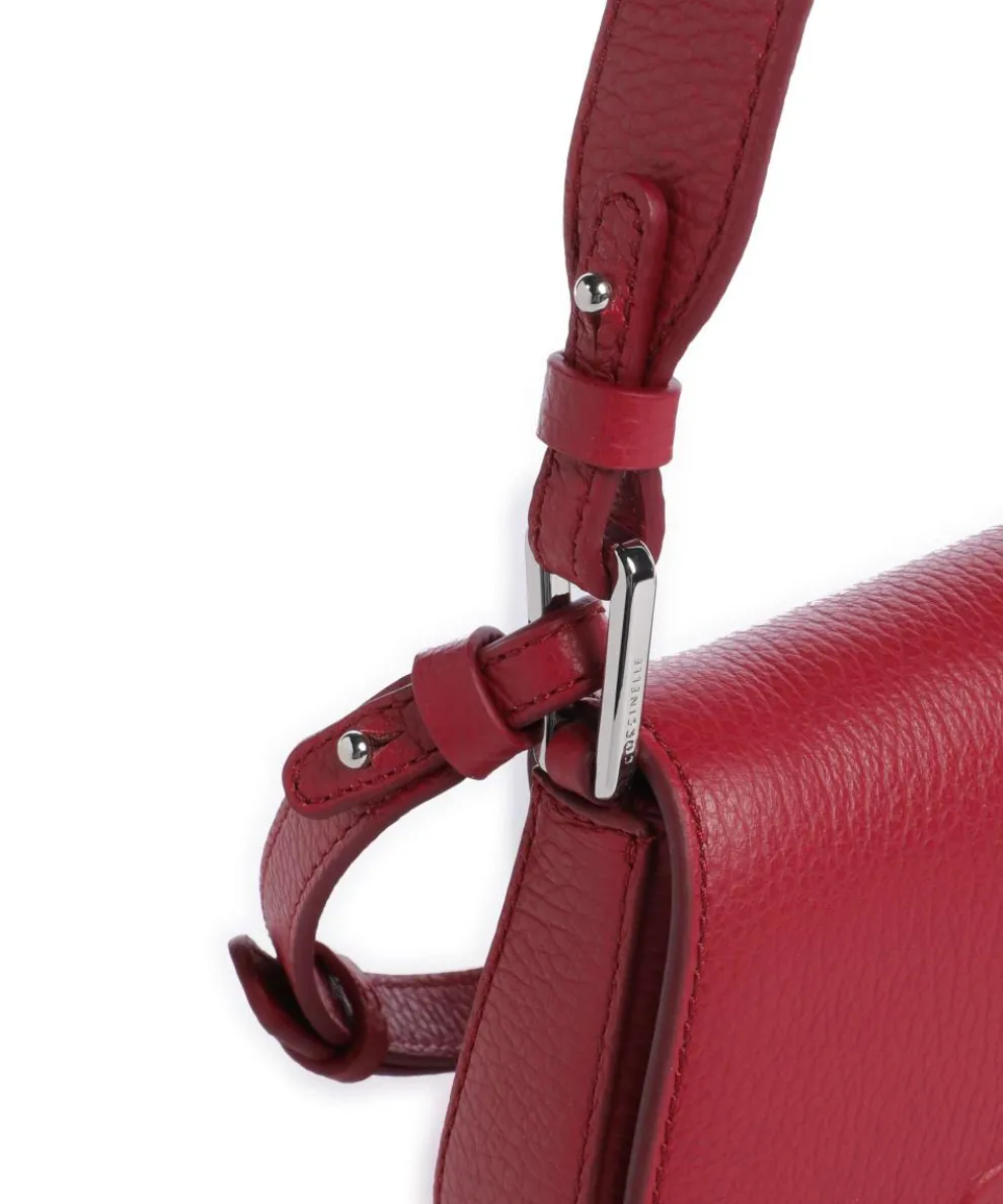 Myrtha Maxi Logo Schultertasche genarbtes Leder rot