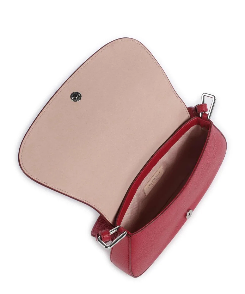 Myrtha Maxi Logo Schultertasche genarbtes Leder rot