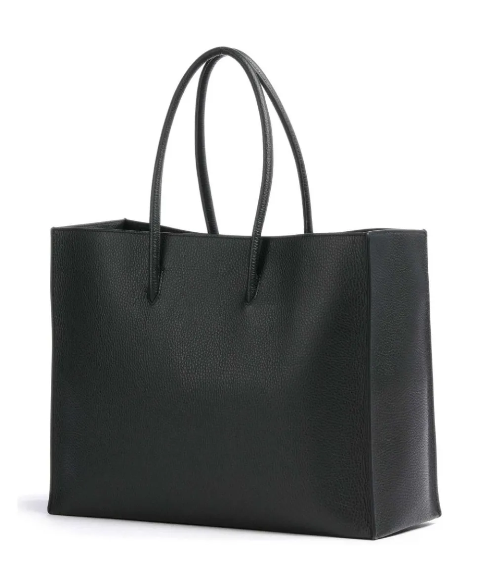 Myrtha Maxi Logo Shopper genarbtes Rindsleder schwarz