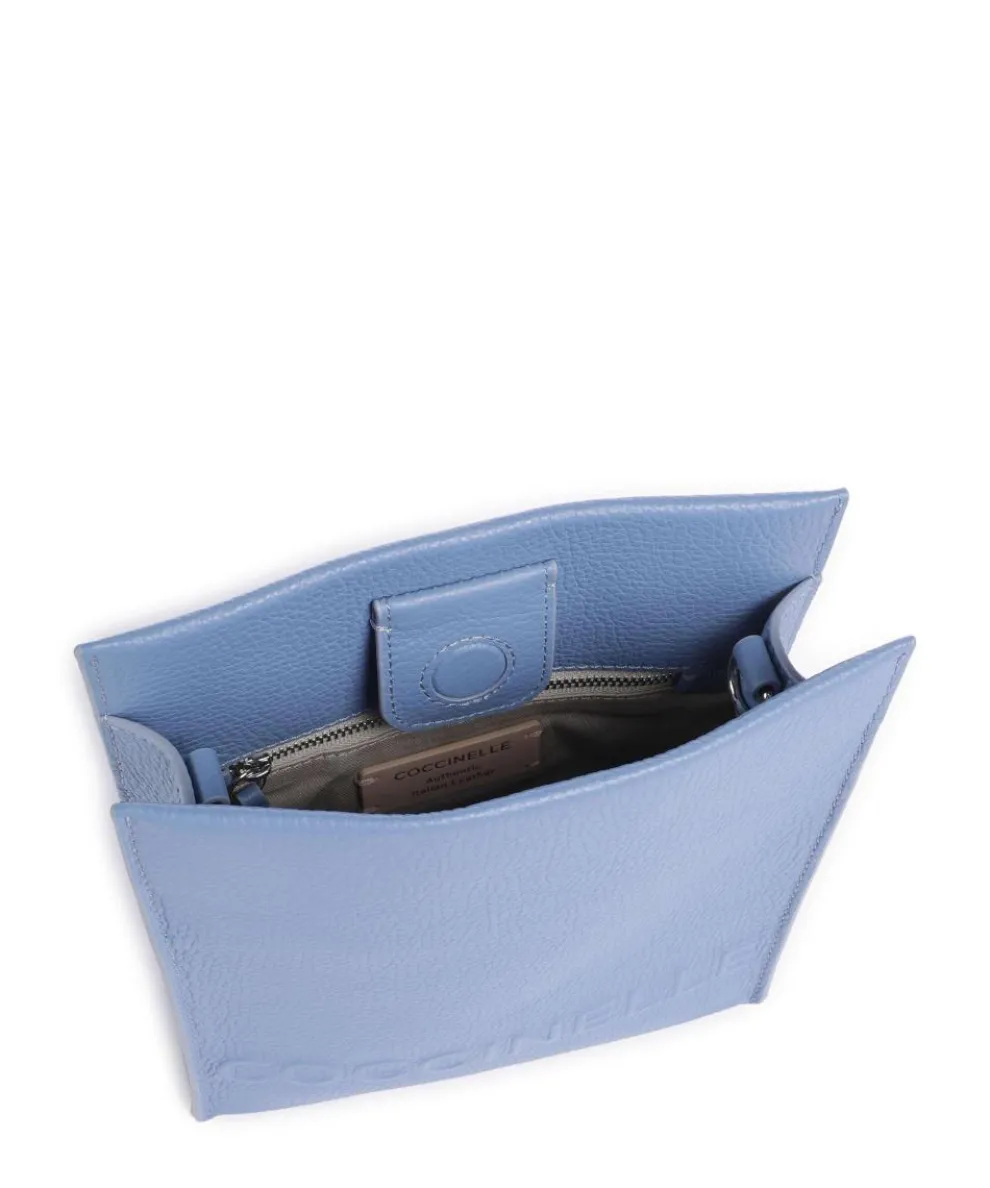 Myrtha Maxi Logo Umhängetasche genarbtes Leder blau