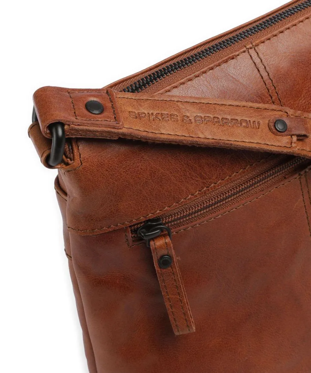 Bronco Deborah Umhängetasche fein genarbtes Leder cognac