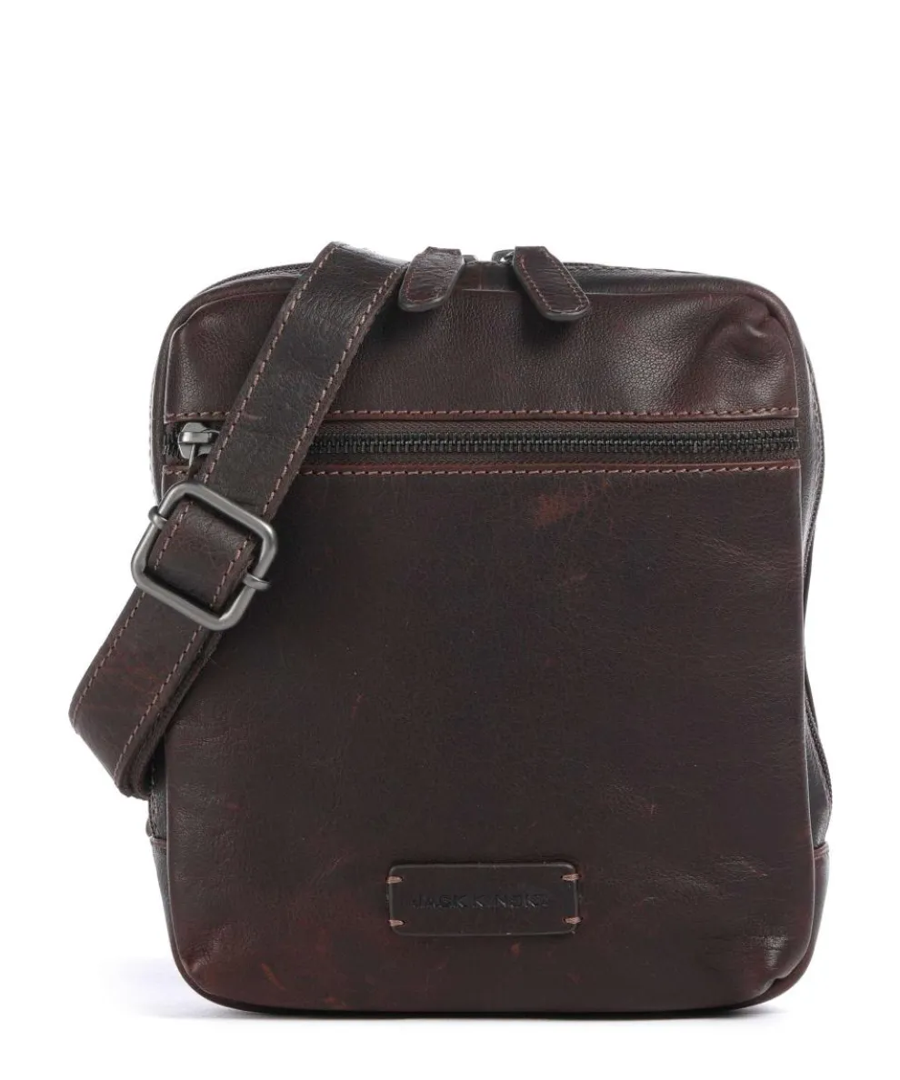 Porto 9 Umhängetasche fein genarbtes Leder dunkelbraun