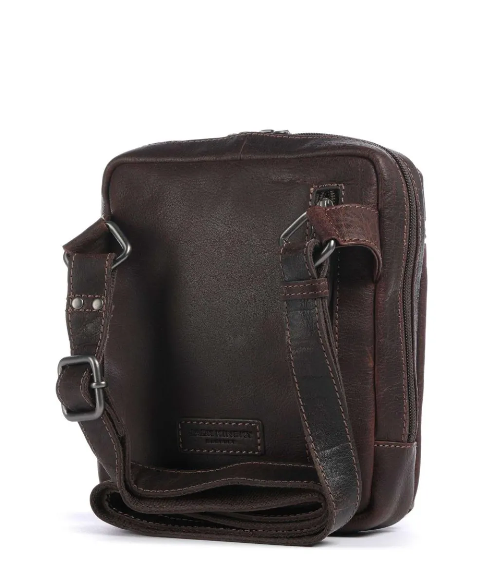 Porto 9 Umhängetasche fein genarbtes Leder dunkelbraun