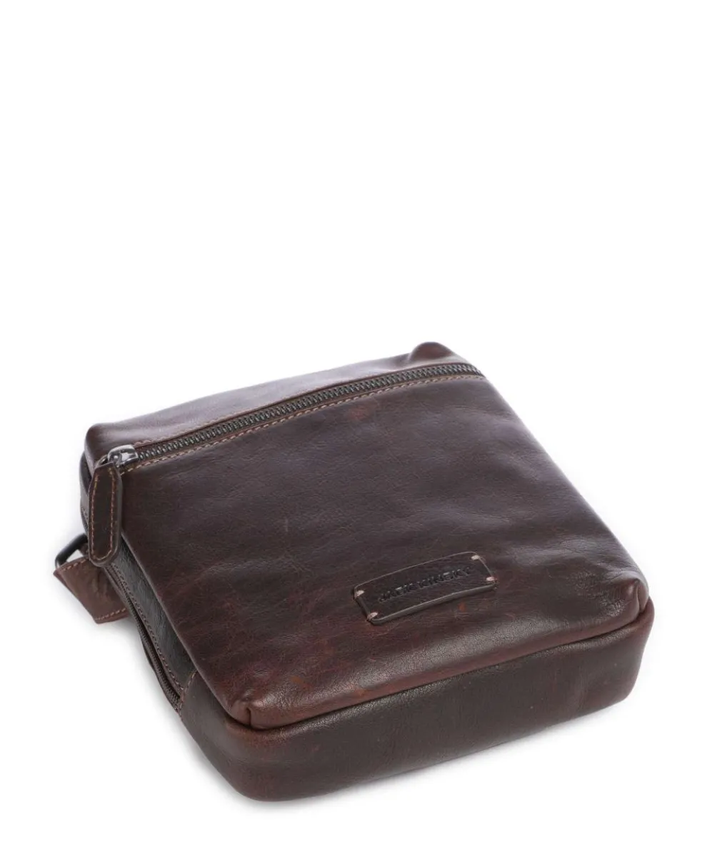 Porto 9 Umhängetasche fein genarbtes Leder dunkelbraun