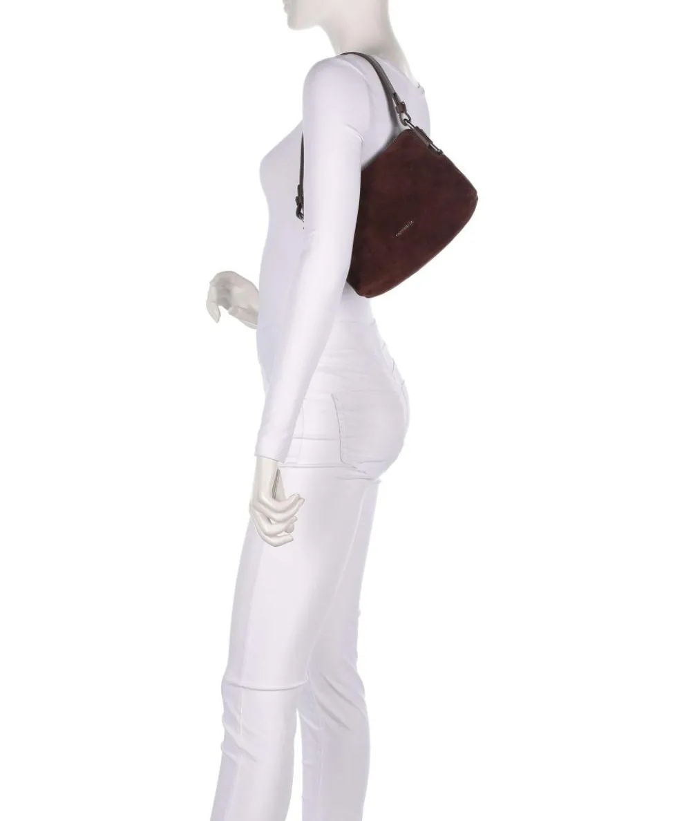 Rebekka Suede Schultertasche aufgerautes Rindsleder dunkelbraun