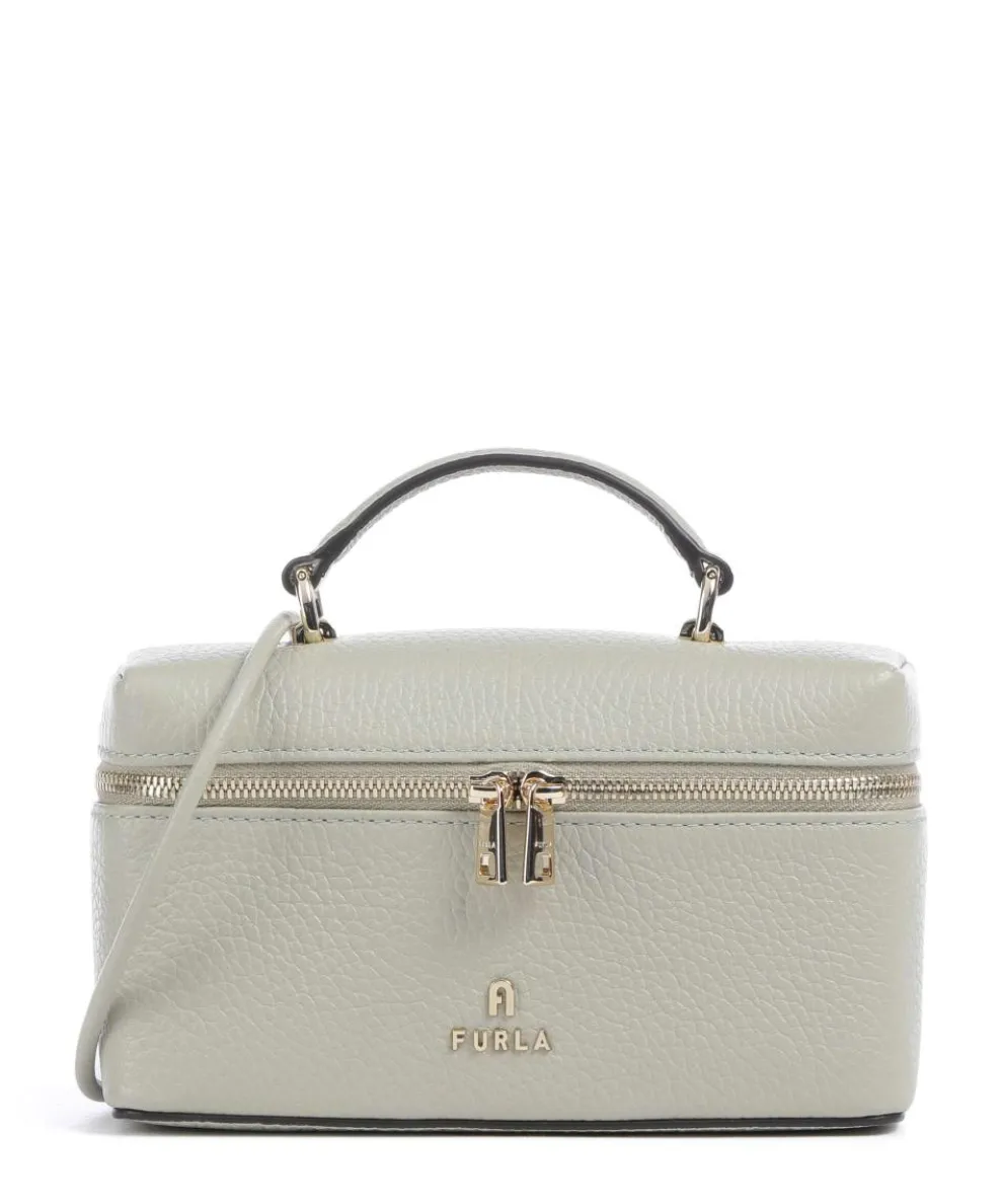 Camelia Micro Umhängetasche genarbtes Leder graugrün