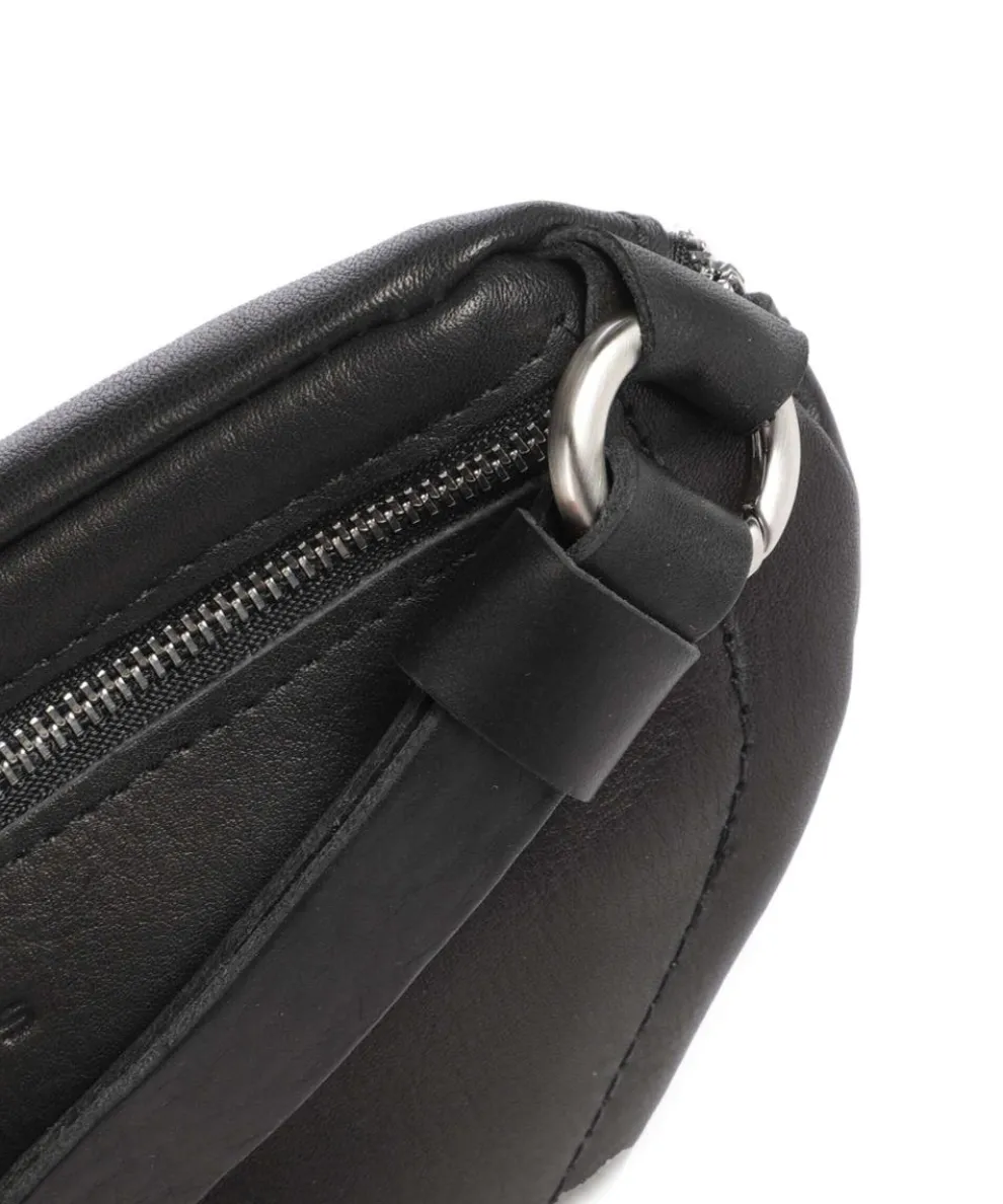 Nabuku Gürteltasche fein genarbtes Rindsleder schwarz