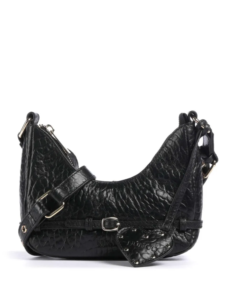 New Zealand Palma Belt Umhängetasche geprägtes Leder schwarz