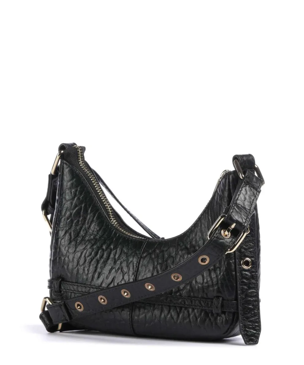 New Zealand Palma Belt Umhängetasche geprägtes Leder schwarz