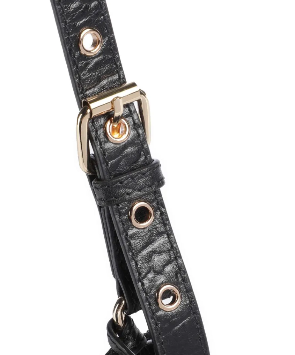 New Zealand Palma Belt Umhängetasche geprägtes Leder schwarz