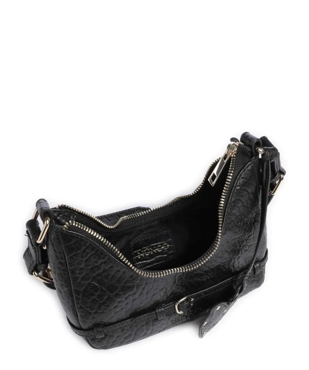 New Zealand Palma Belt Umhängetasche geprägtes Leder schwarz