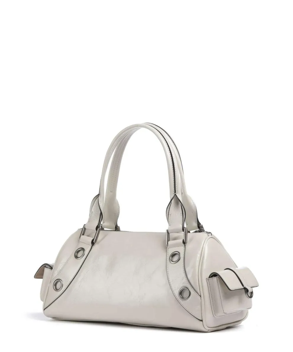 Nika Lack Distressed M Schultertasche Rindsleder elfenbein