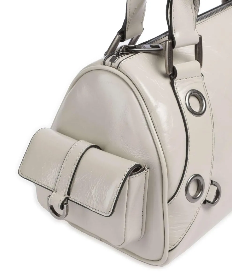 Nika Lack Distressed M Schultertasche Rindsleder elfenbein