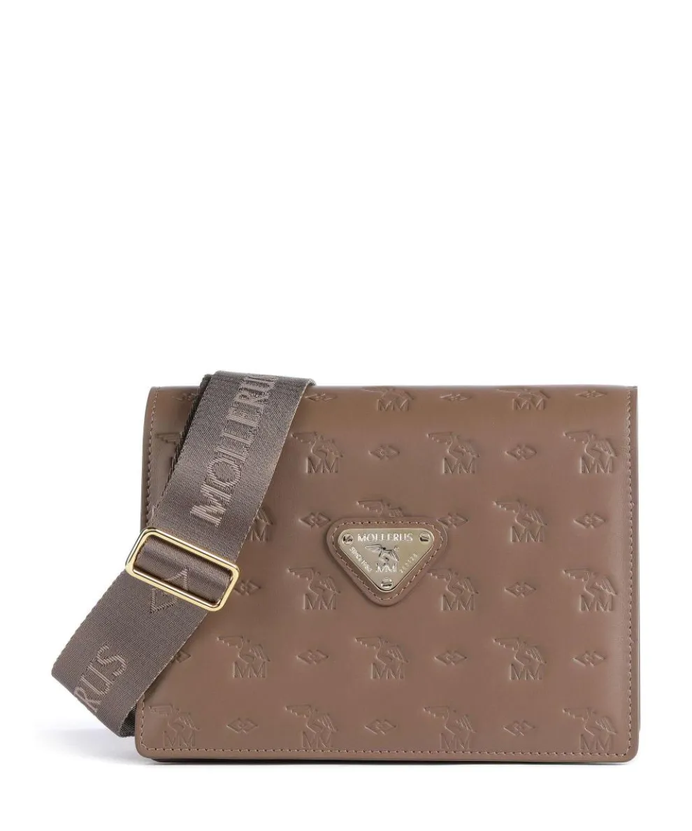 Stampato Melide Umhängetasche genarbtes Kalbsleder braun