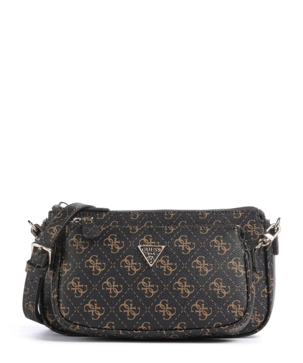 Noelle Q Logo Schultertasche Lederimitat dunkelbraun