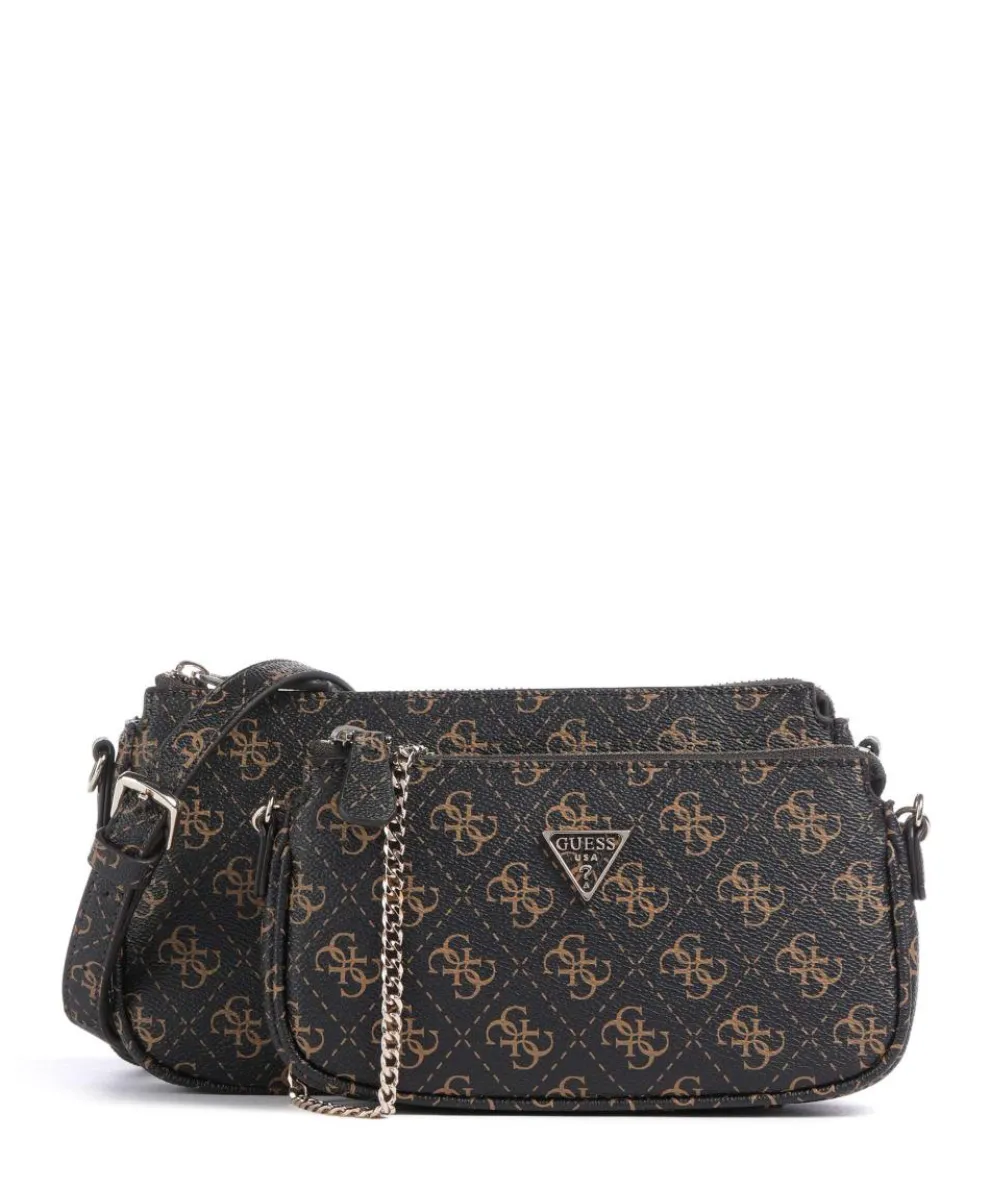 Noelle Q Logo Schultertasche Lederimitat dunkelbraun