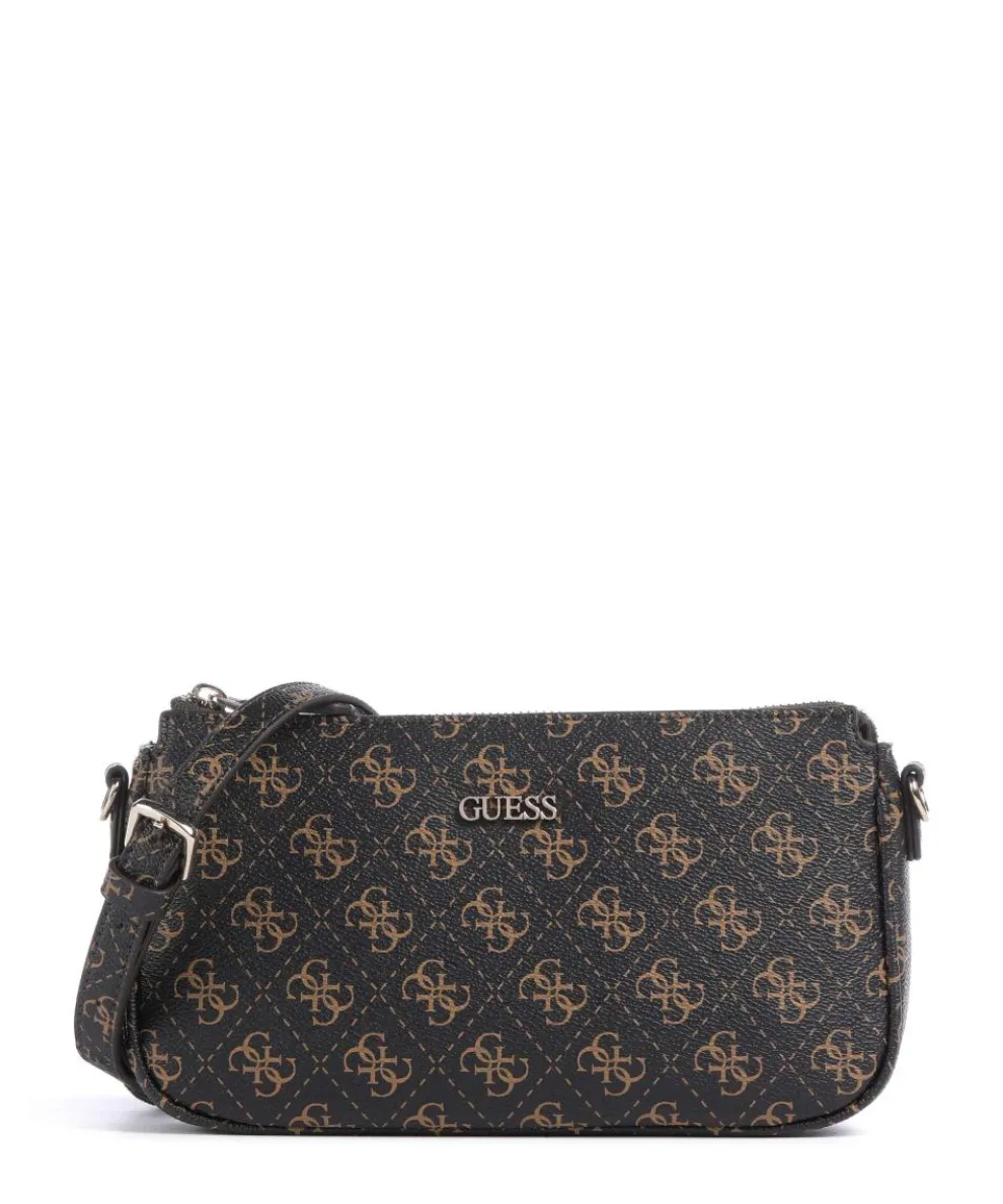 Noelle Q Logo Schultertasche Lederimitat dunkelbraun