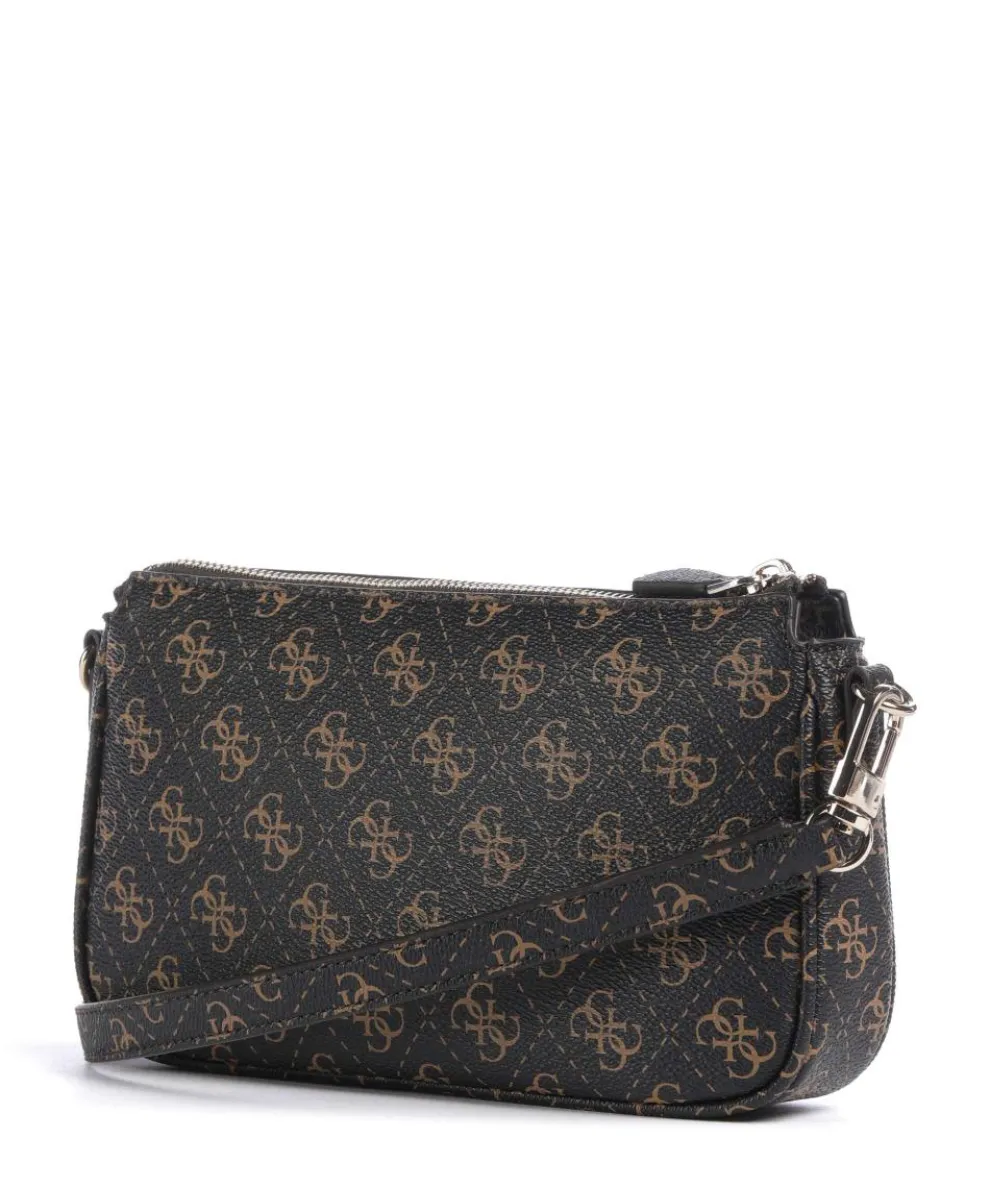 Noelle Q Logo Schultertasche Lederimitat dunkelbraun