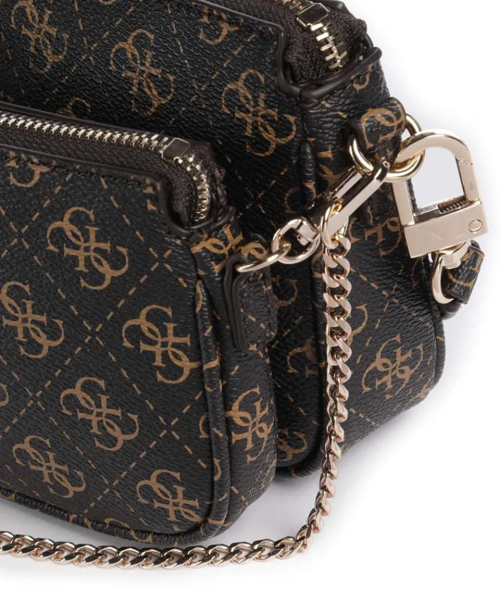 Noelle Q Logo Schultertasche Lederimitat dunkelbraun