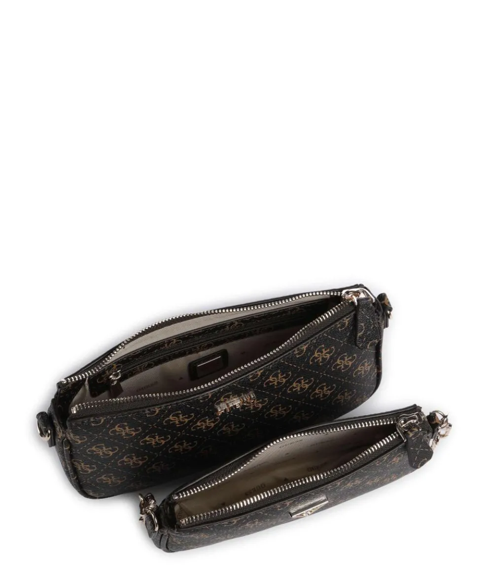 Noelle Q Logo Schultertasche Lederimitat dunkelbraun