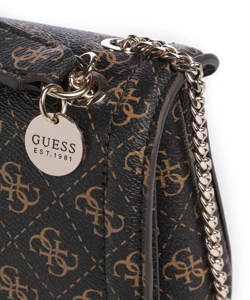 Noelle Q Logo Schultertasche Lederimitat dunkelbraun