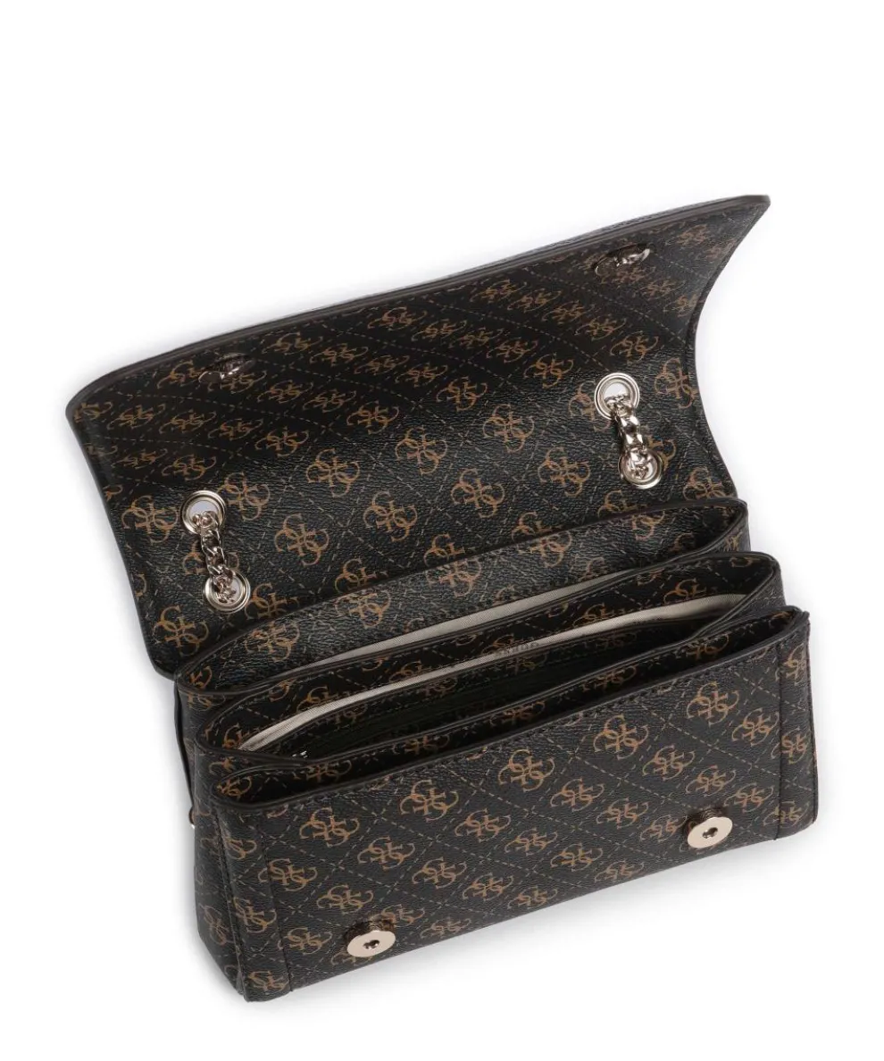 Noelle Q Logo Schultertasche Lederimitat dunkelbraun