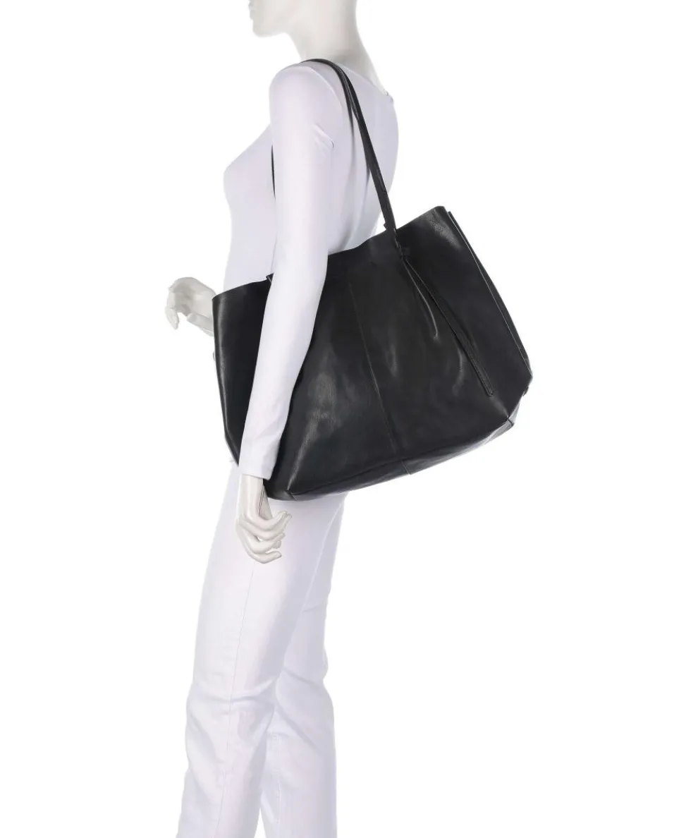 Nordic Simplicity Schultertasche fein genarbtes Rindsleder schwarz