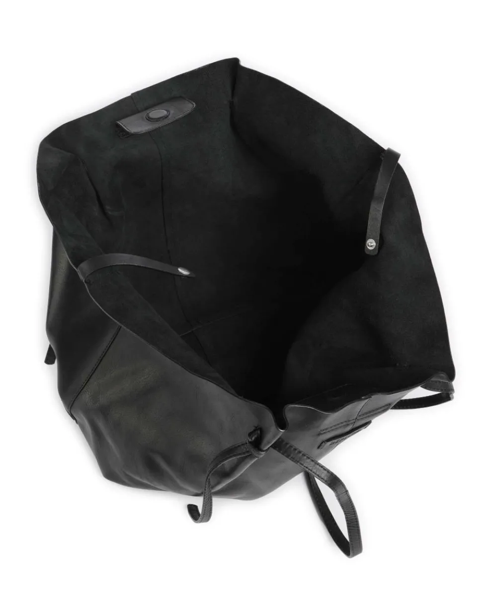 Nordic Simplicity Schultertasche fein genarbtes Rindsleder schwarz