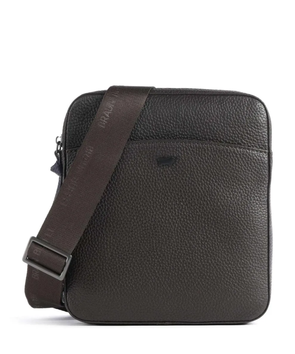 Novara Umhängetasche genarbtes Rindsleder dunkelbraun