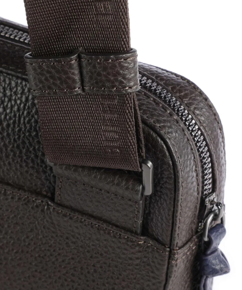 Novara Umhängetasche genarbtes Rindsleder dunkelbraun