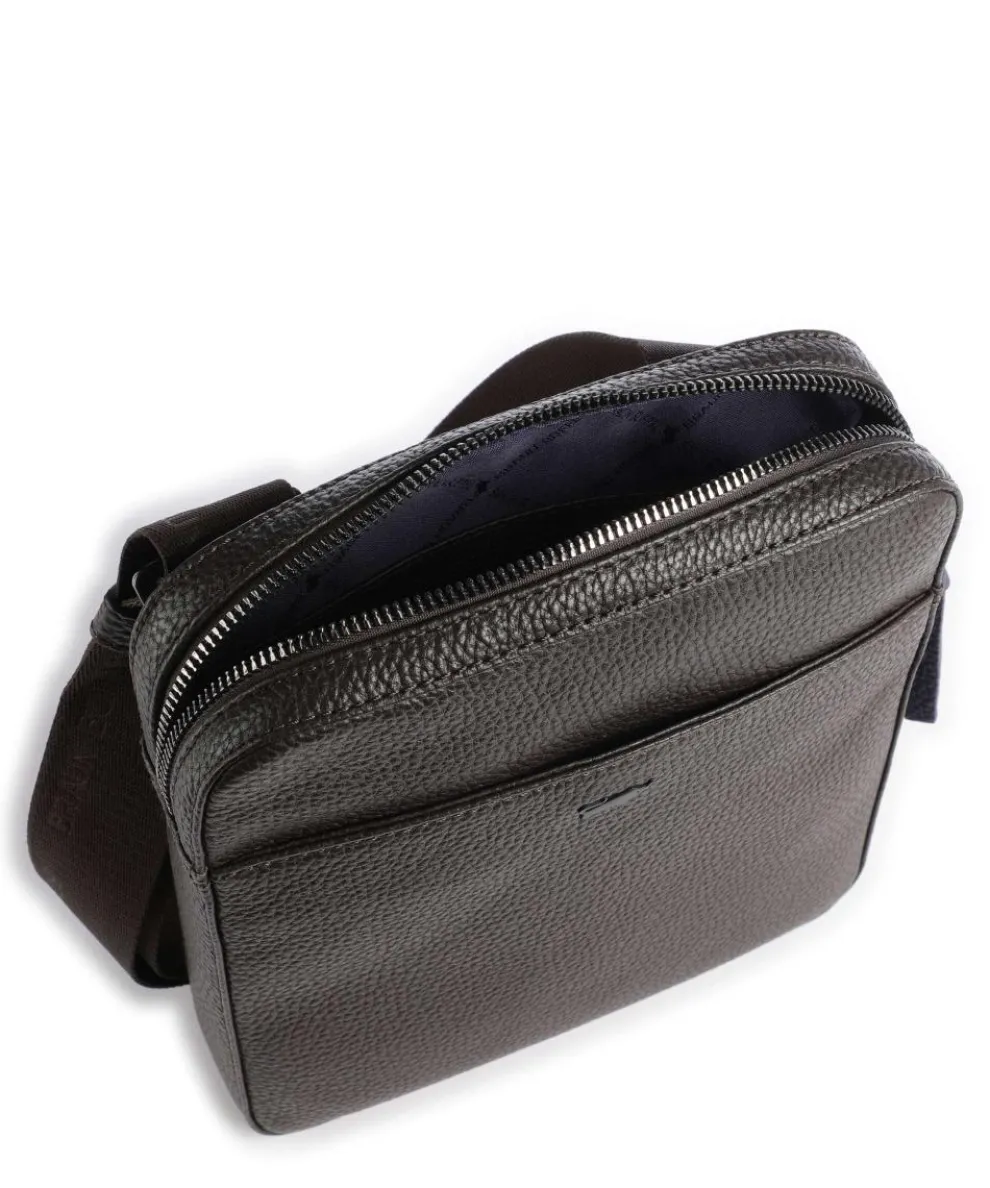 Novara Umhängetasche genarbtes Rindsleder dunkelbraun