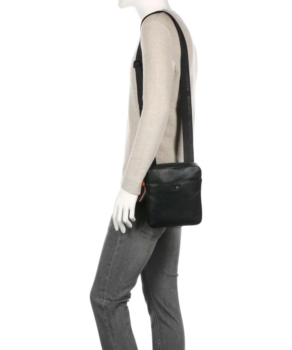 Novara Umhängetasche genarbtes Rindsleder schwarz