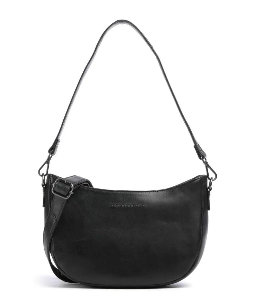 Novum Valentano Schultertasche fein genarbtes Rindsleder schwarz