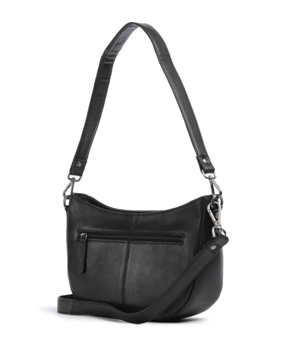 Novum Valentano Schultertasche fein genarbtes Rindsleder schwarz