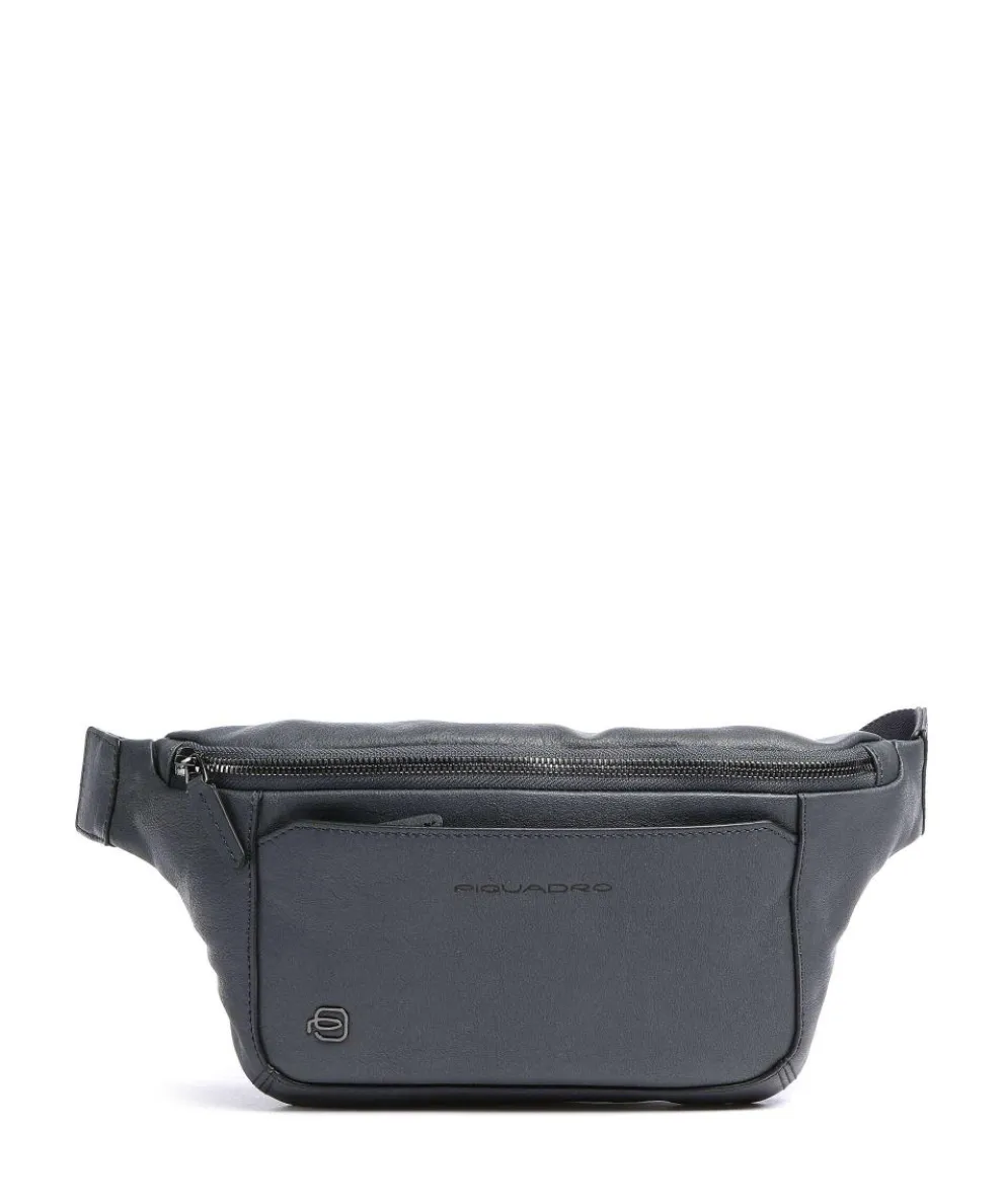 Black Square Gürteltasche genarbtes Rindsleder blaugrau