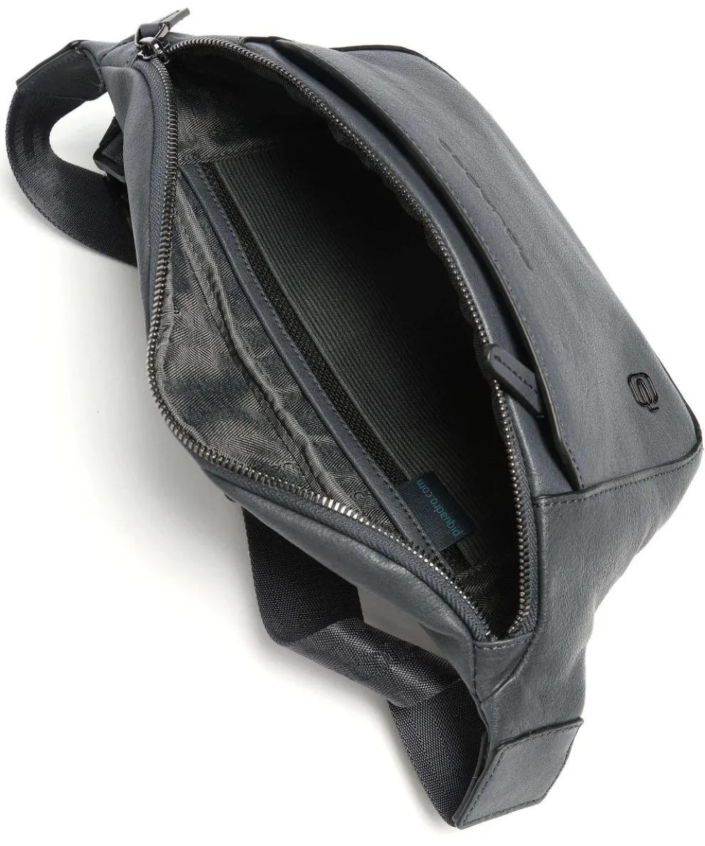 Black Square Gürteltasche genarbtes Rindsleder blaugrau