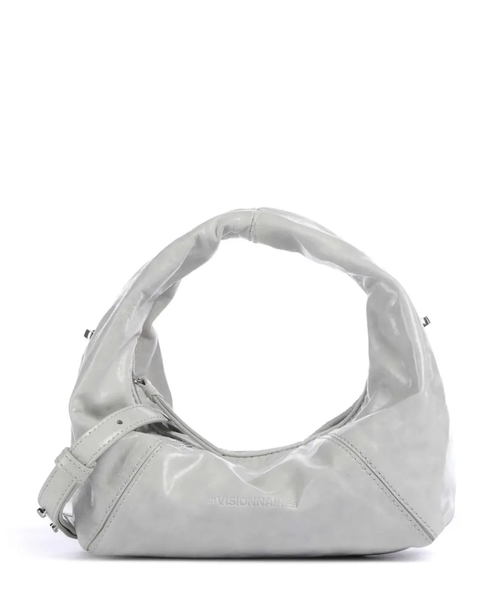 Greta Icon Crinkle Mini Handtasche genarbtes Rindsleder hellgrau