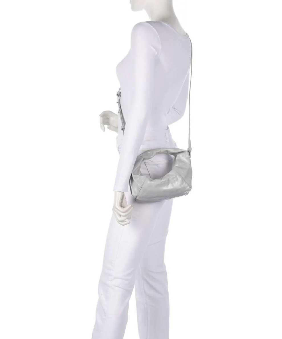 Greta Icon Crinkle Mini Handtasche genarbtes Rindsleder hellgrau