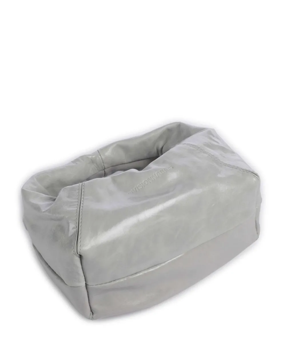 Greta Icon Crinkle Mini Handtasche genarbtes Rindsleder hellgrau