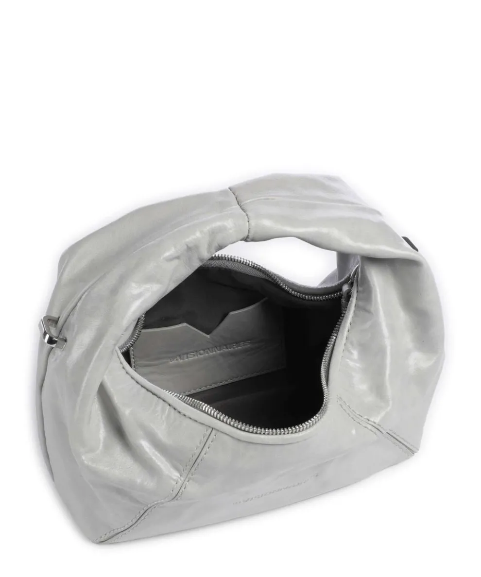 Greta Icon Crinkle Mini Handtasche genarbtes Rindsleder hellgrau